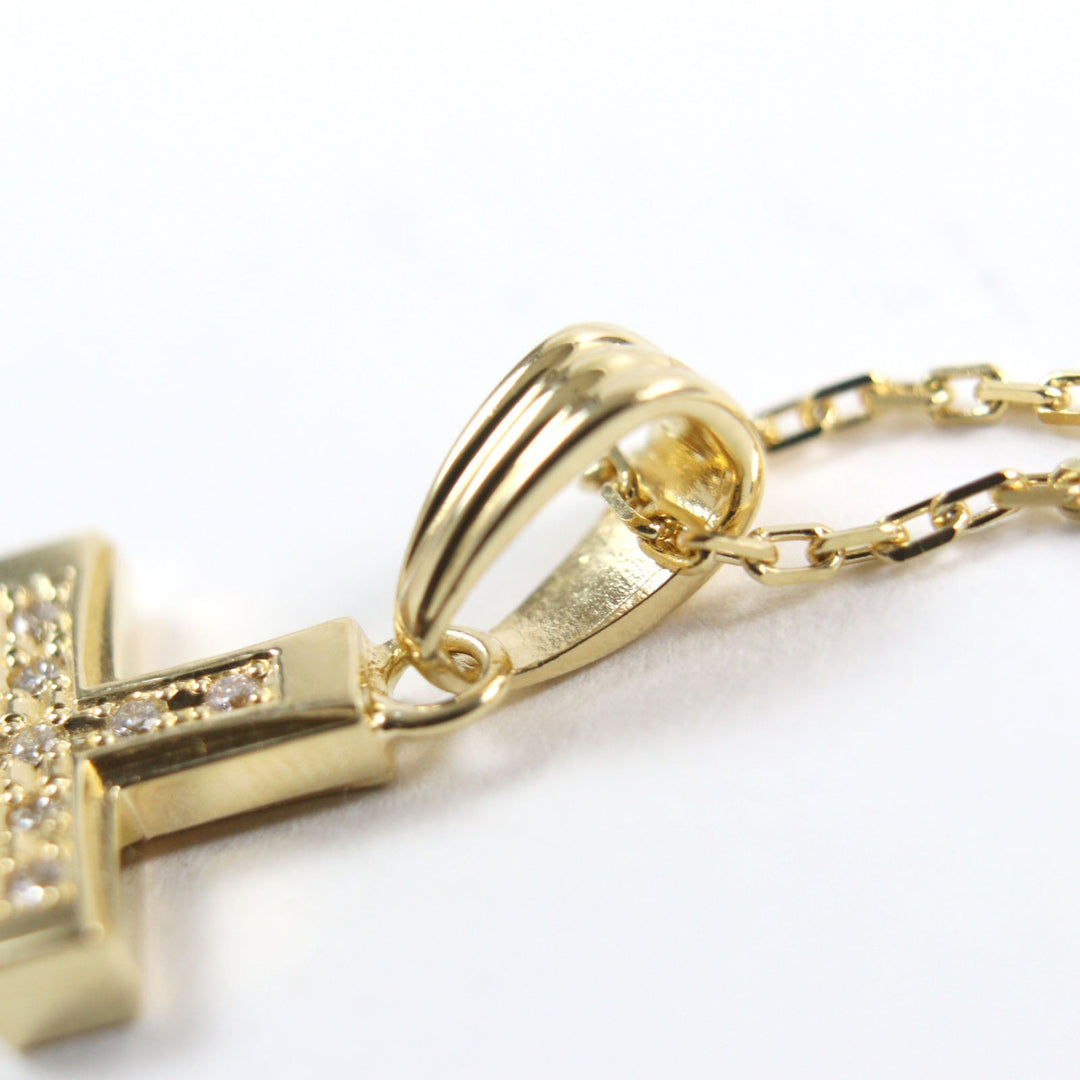 Sympathy of Soul Necklace Main: K18, Part: Diamond gold Small Gravity Cross mens Used Authentic