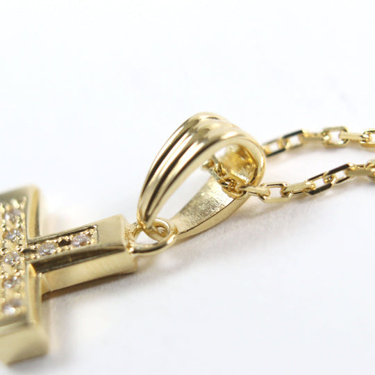 Sympathy of Soul Necklace Main: K18, Part: Diamond gold Small Gravity Cross mens Used Authentic