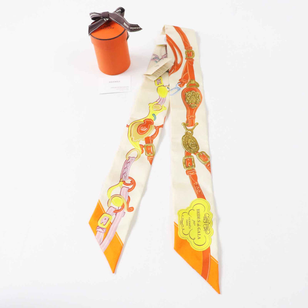HERMES scarf Main: 100% silk multicolor Twilly BRIDES de GALA Ceremony Bridle Women Used Authentic
