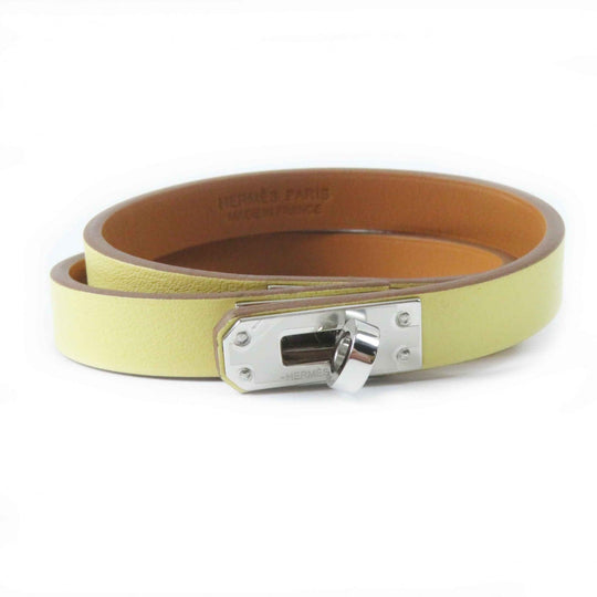 HERMES bracelet Main: Leather yellow Mini Kelly Double Tour Women Used Authentic