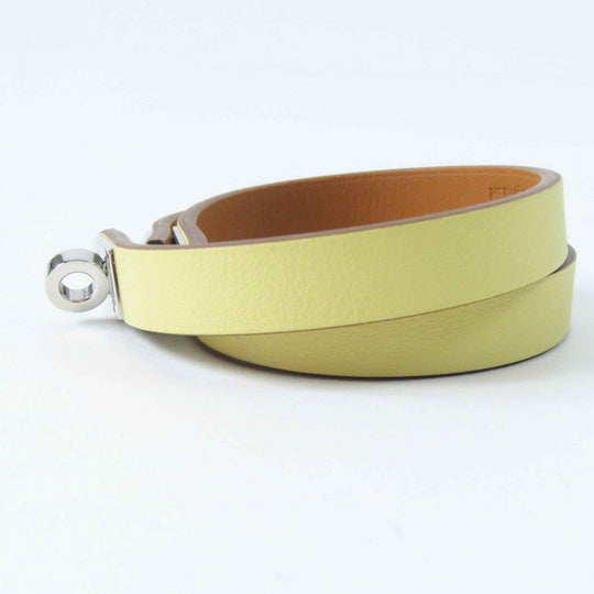HERMES bracelet Main: Leather yellow Mini Kelly Double Tour Women Used Authentic