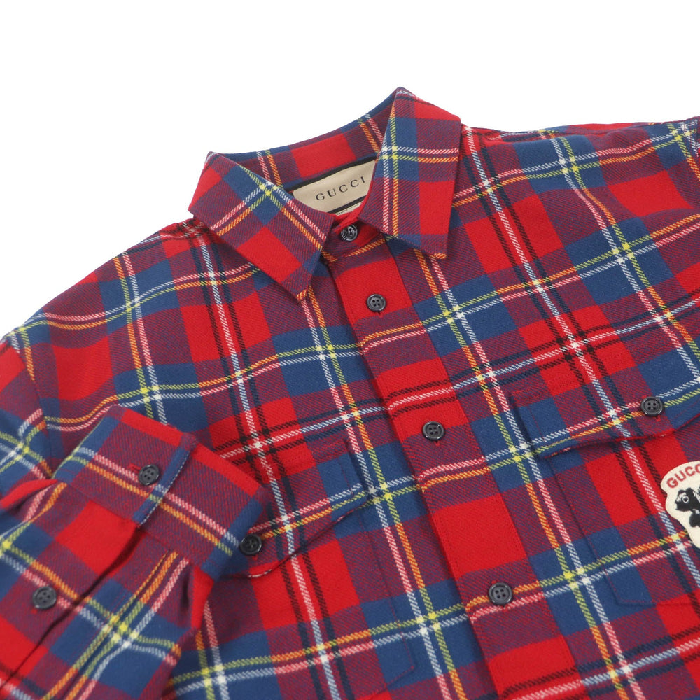 GUCCI Long sleeve shirt 720960 Outer material: 90% wool, Outer material: 10% nylon, Part: 100% polyester Red mens 48 Used Authentic