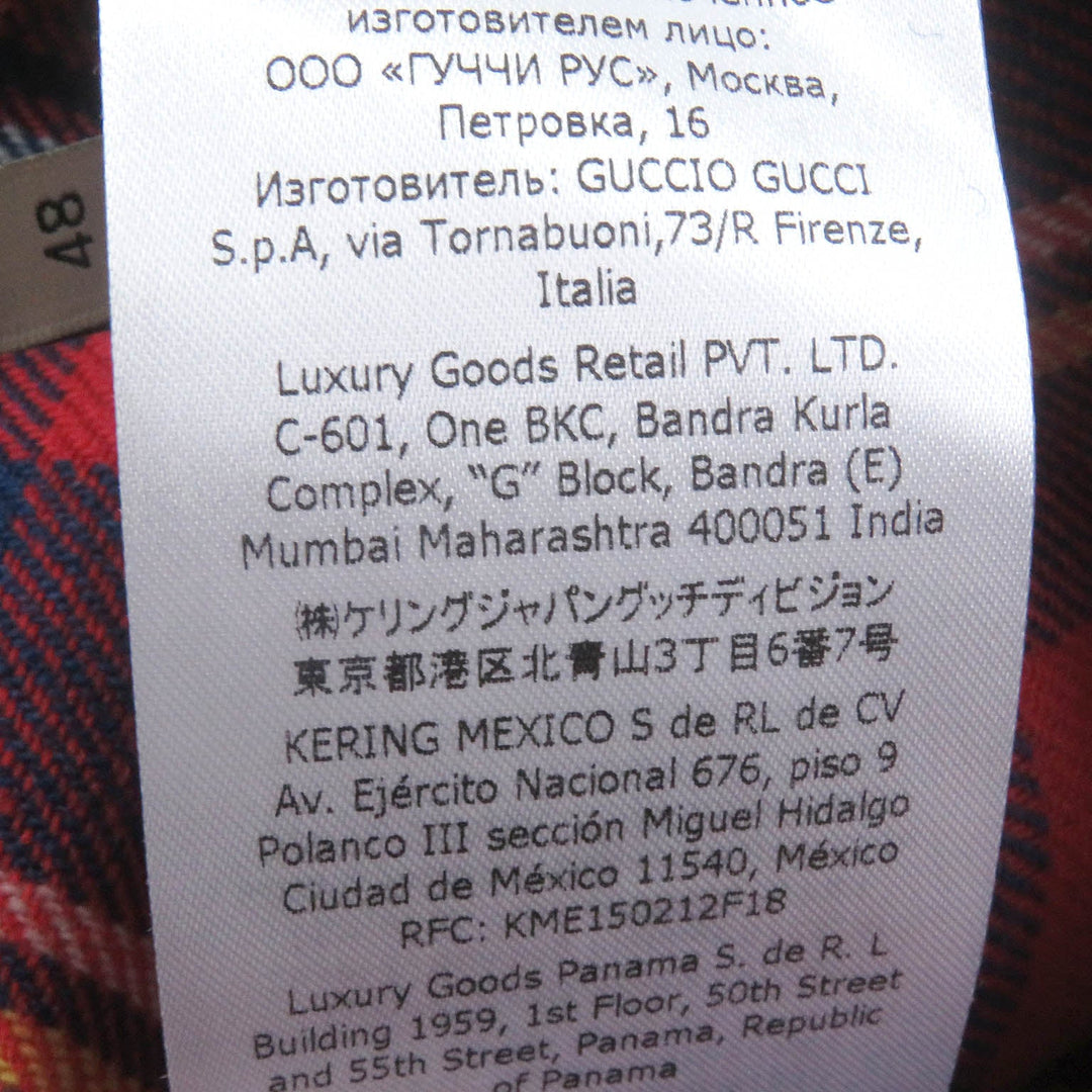 GUCCI Long sleeve shirt 720960 Outer material: 90% wool, Outer material: 10% nylon, Part: 100% polyester Red mens 48 Used Authentic