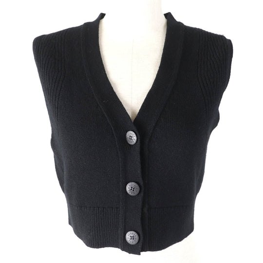 HERMES Vest 4E2721D1 Main: 100% cashmere black Women 36 Used Authentic