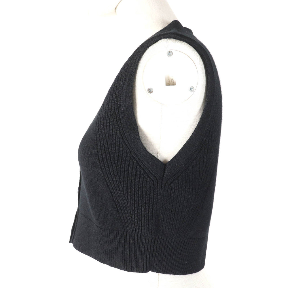 HERMES Vest 4E2721D1 Main: 100% cashmere black Women 36 Used Authentic