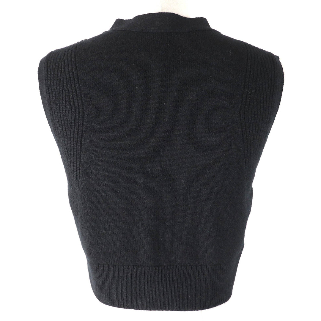HERMES Vest 4E2721D1 Main: 100% cashmere black Women 36 Used Authentic