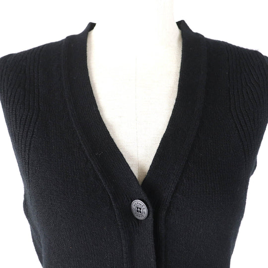 HERMES Vest 4E2721D1 Main: 100% cashmere black Women 36 Used Authentic