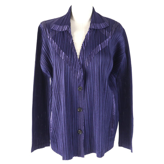 PLEATS PLEASE cardigan PP93-JD451 Main: 100% polyester purple Women 3 Used Authentic