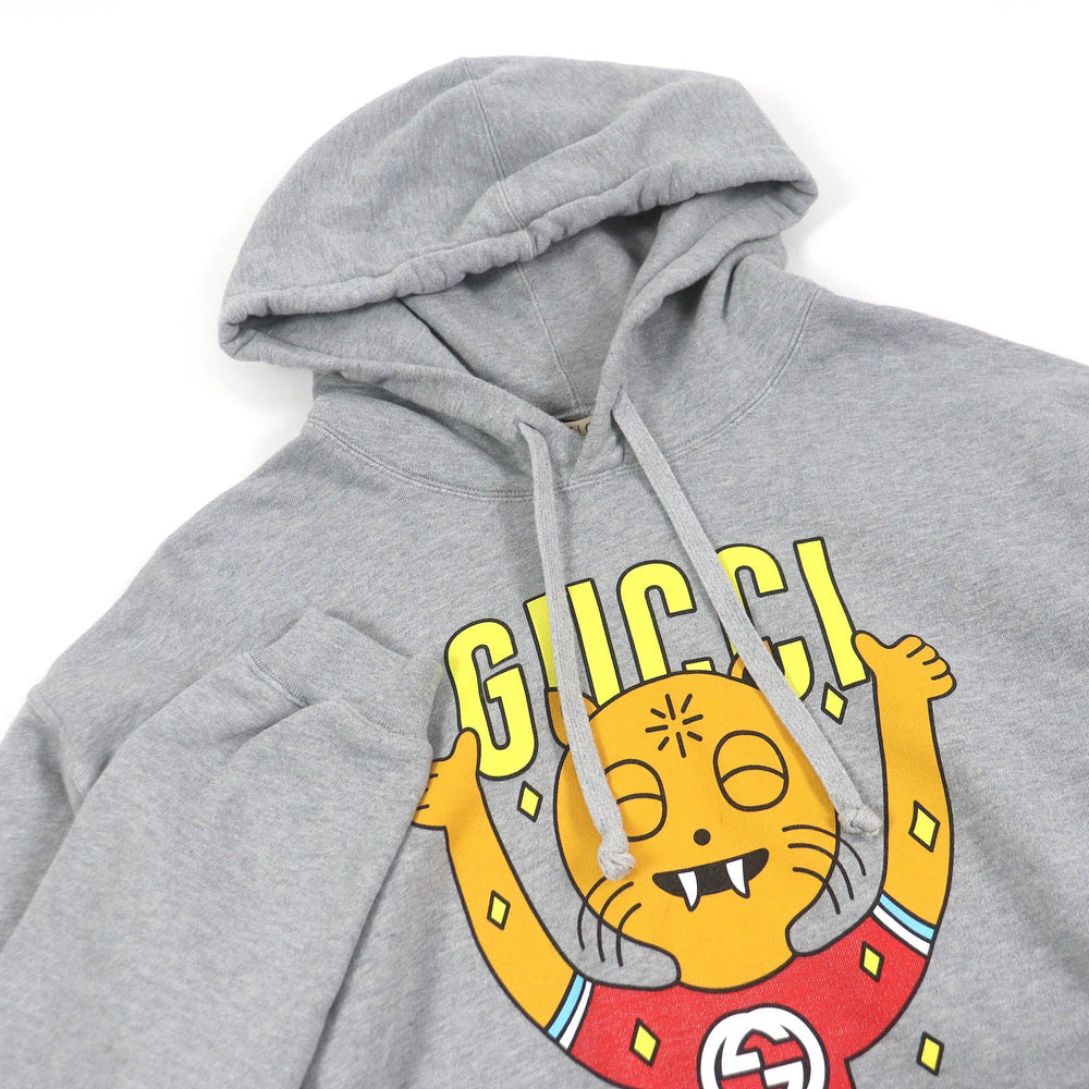GUCCI Hoodie 700120 Main: 100% cotton, part: 97% cotton, part: 3% polyurethane gray mens L Used Authentic
