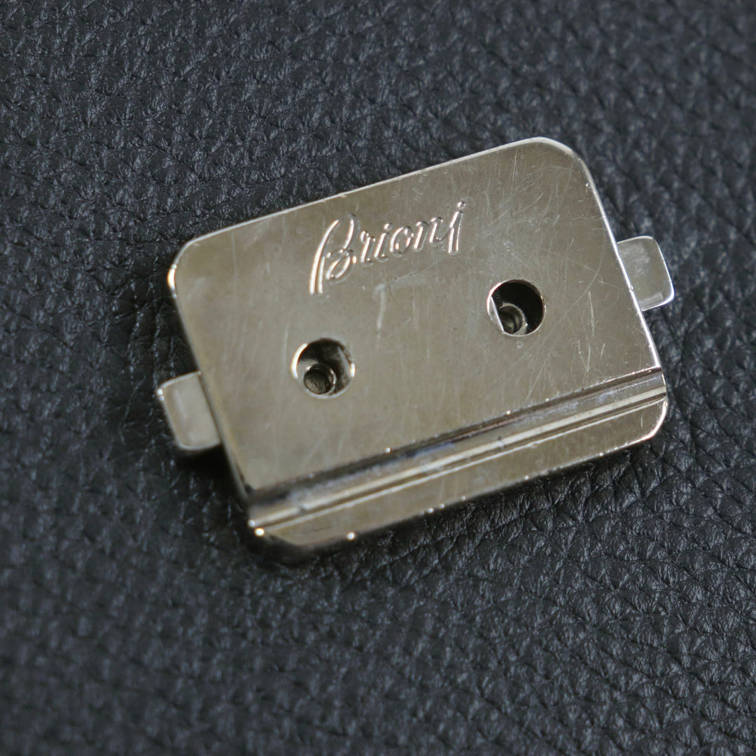 Brioni Briefcase OIUU0LO17191028 Leather black Taupe Grained Rhodes Leather mens Used Authentic