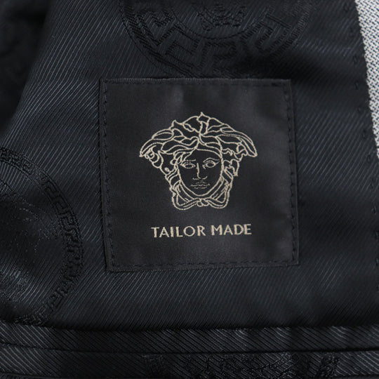 VERSACE setup Outer: 70% wool, Outer: 30% silk, Lining: 64% rayon, Lining: 36% cupra Gray black TAILOR MADE mens 46 Used Authentic