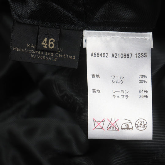 VERSACE setup Outer: 70% wool, Outer: 30% silk, Lining: 64% rayon, Lining: 36% cupra Gray black TAILOR MADE mens 46 Used Authentic