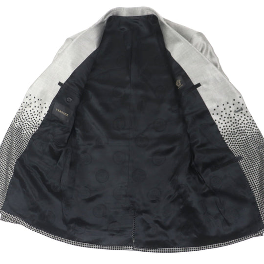 VERSACE setup Outer: 70% wool, Outer: 30% silk, Lining: 64% rayon, Lining: 36% cupra Gray black TAILOR MADE mens 46 Used Authentic