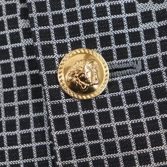 VERSACE setup Outer: 70% wool, Outer: 30% silk, Lining: 64% rayon, Lining: 36% cupra Gray black TAILOR MADE mens 46 Used Authentic