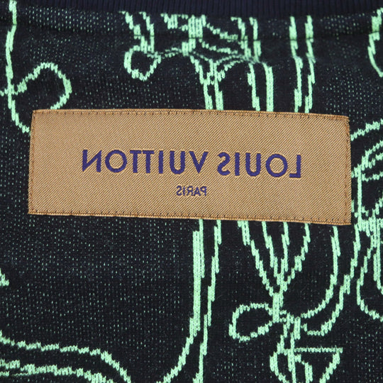 LOUIS VUITTON sweater Main: 100% cotton Black Lime Wavy Monogram mens L Used Authentic