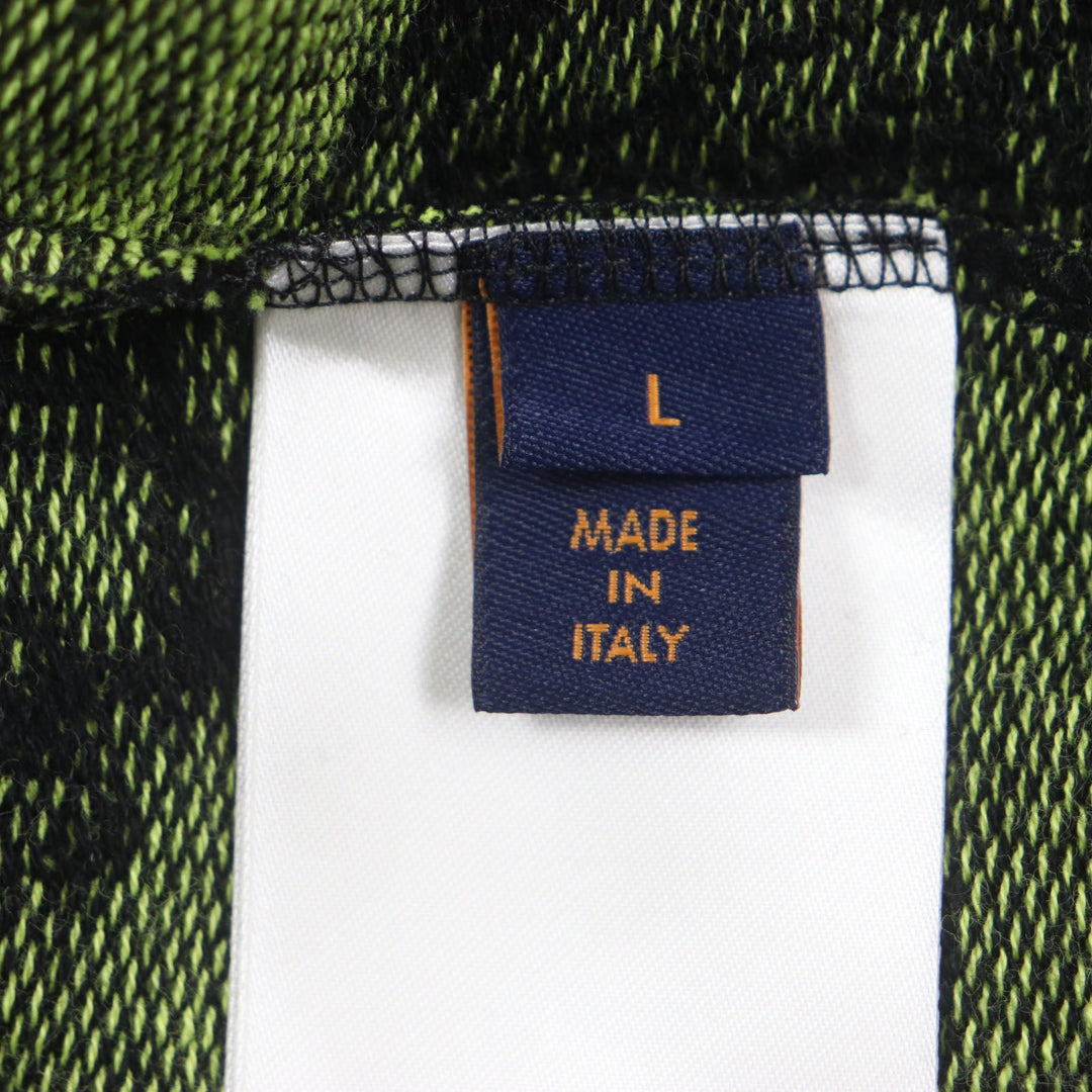 LOUIS VUITTON sweater Main: 100% cotton Black Lime Wavy Monogram mens L Used Authentic