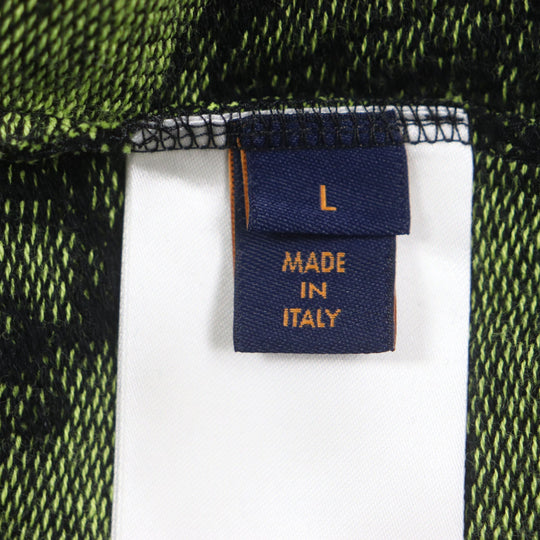 LOUIS VUITTON sweater Main: 100% cotton Black Lime Wavy Monogram mens L Used Authentic