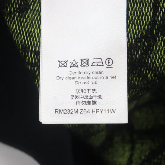 LOUIS VUITTON sweater Main: 100% cotton Black Lime Wavy Monogram mens L Used Authentic