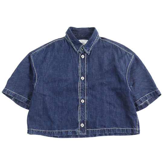 BOTTEGAVENETA Short sleeve shirt 659272 Outer: 100% Lyocell, Part: 100% Polyester Indigo blue mens 46 Used Authentic