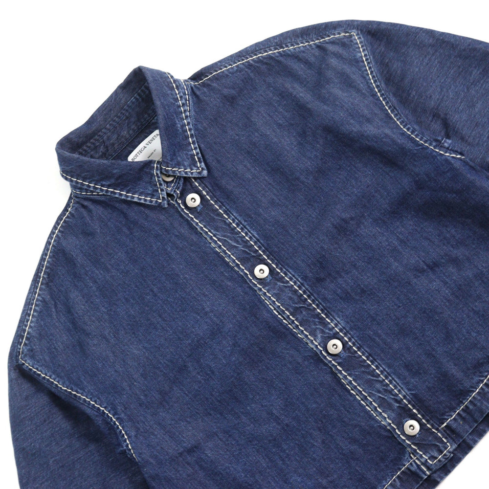 BOTTEGAVENETA Short sleeve shirt 659272 Outer: 100% Lyocell, Part: 100% Polyester Indigo blue mens 46 Used Authentic