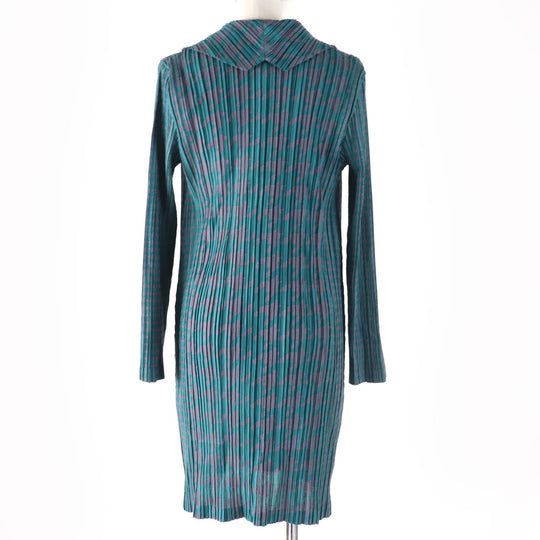 PLEATS PLEASE cardigan PP53-JA621 Main: 84% polyester, 16% cotton Green pink Women 3 Used Authentic