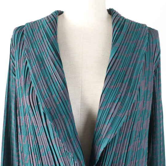 PLEATS PLEASE cardigan PP53-JA621 Main: 84% polyester, 16% cotton Green pink Women 3 Used Authentic