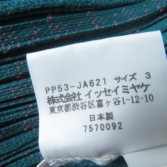 PLEATS PLEASE cardigan PP53-JA621 Main: 84% polyester, 16% cotton Green pink Women 3 Used Authentic