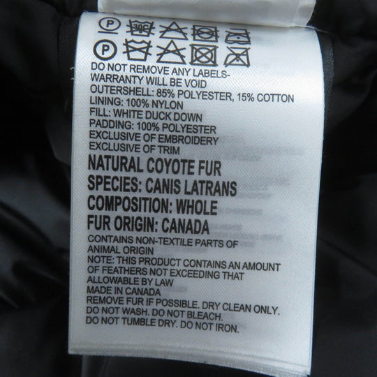CANADA GOOSE down coat 2300JL Main: 85% polyester, Main: 15% cotton, Lining: 100% nylon, Filling: 100% down, Part: 100% polyester black CHARLOTTE Women S Used Authentic