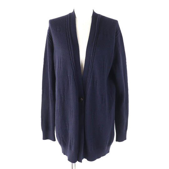 HERMES cardigan Main: 100% wool Navy Women 38 Used Authentic