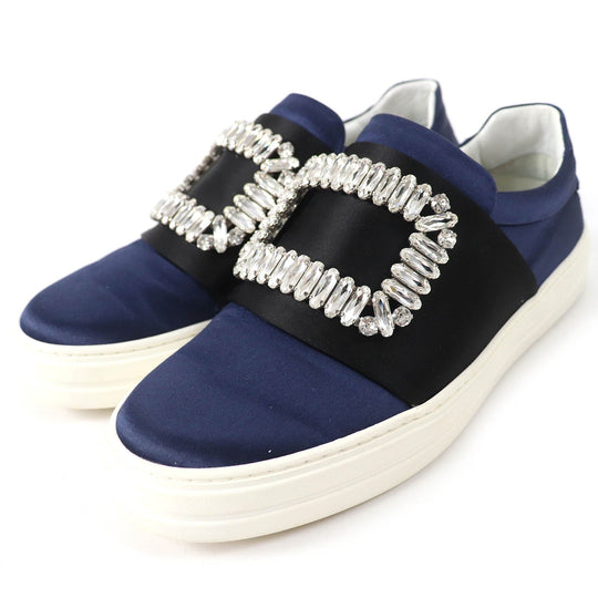 ROGERVIVIER sneakers polyester navy black white Sneaky Viv Women 35 1/2 Used Authentic