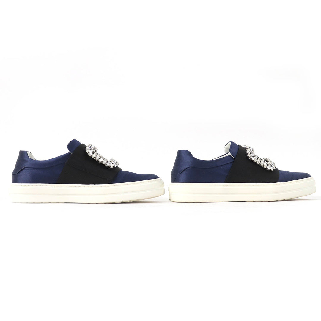 ROGERVIVIER sneakers polyester navy black white Sneaky Viv Women 35 1/2 Used Authentic