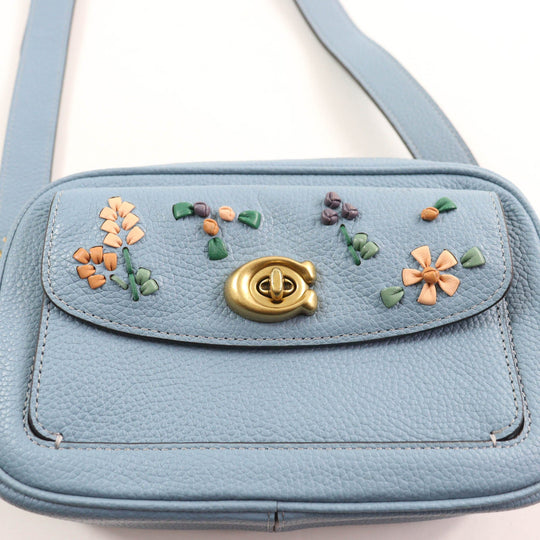 COACH Shoulder Bag C3881 Main: Leather Light blue Willow Women Used Authentic