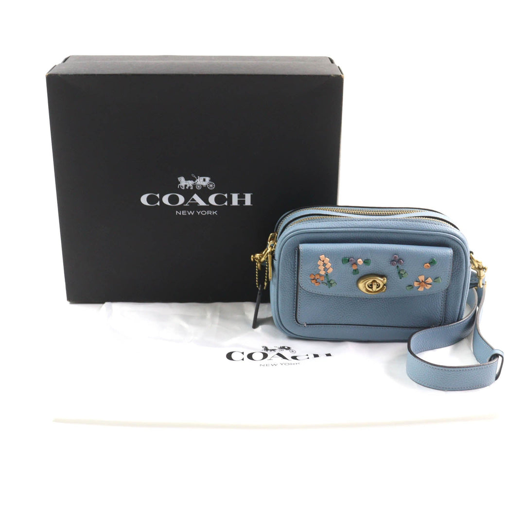 COACH Shoulder Bag C3881 Main: Leather Light blue Willow Women Used Authentic