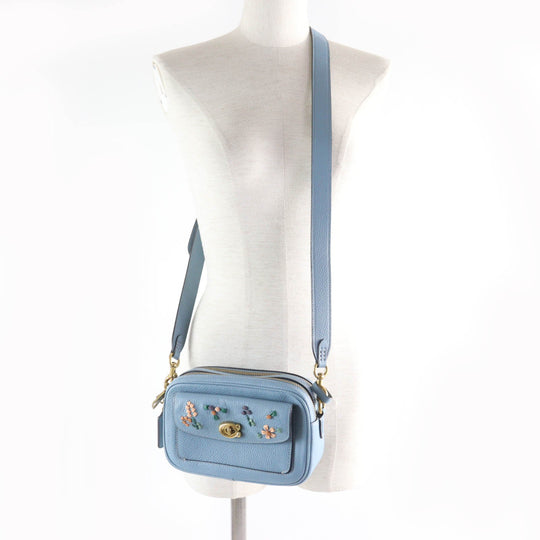 COACH Shoulder Bag C3881 Main: Leather Light blue Willow Women Used Authentic