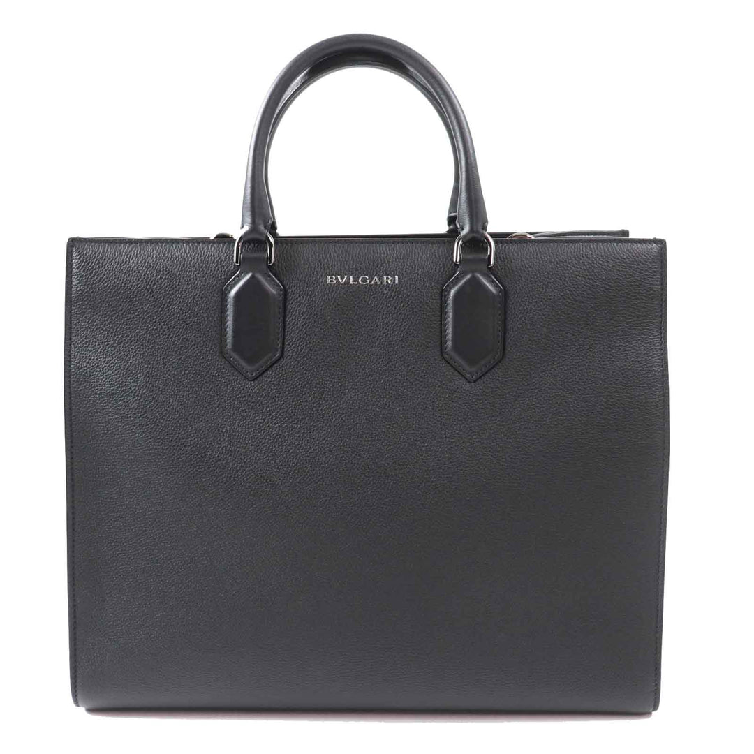 BVLGARI Tote Bag 291105 Main: Leather black logo large tote bag Women Used Authentic