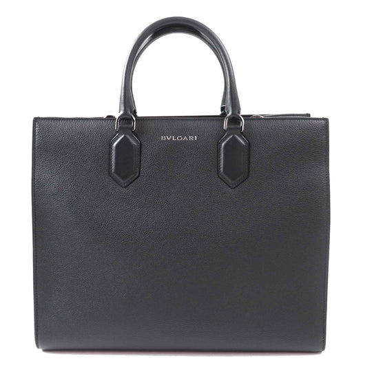 BVLGARI Tote Bag 291105 Main: Leather black logo large tote bag Women Used Authentic