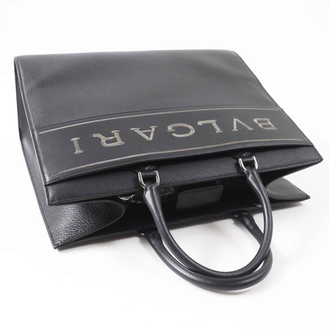 BVLGARI Tote Bag 291105 Main: Leather black logo large tote bag Women Used Authentic