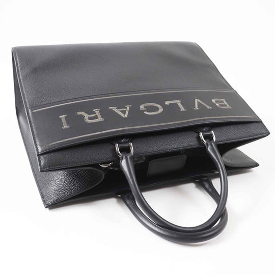 BVLGARI Tote Bag 291105 Main: Leather black logo large tote bag Women Used Authentic