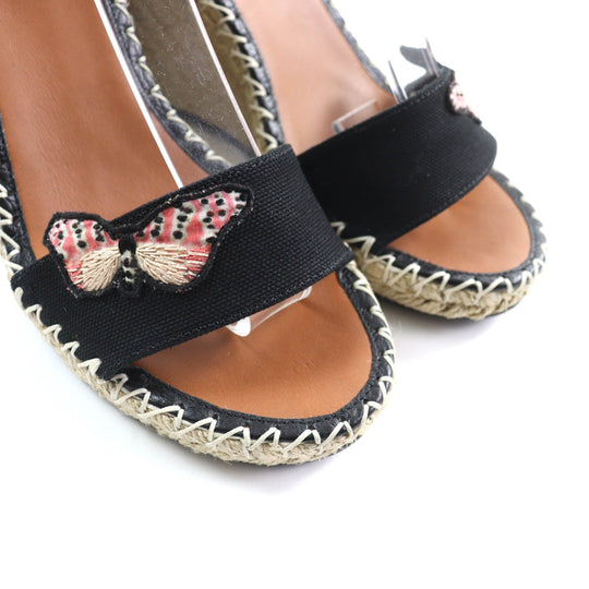 Valentino Garavani Sandals Main: Canvas, Part: Leather black Women 37 Used Authentic
