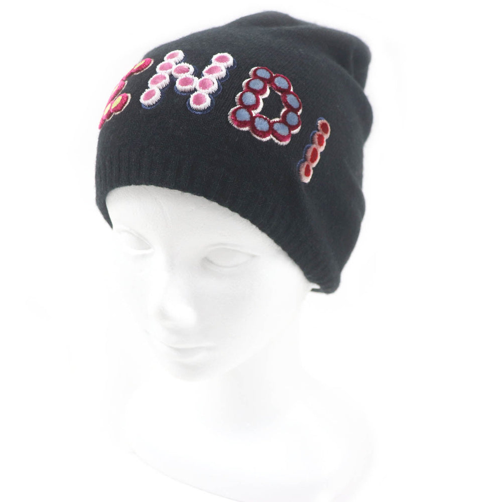 FENDI Knit cap FXQ635 A1CE Main: 70% wool, Main: 30% cashmere black mens Used Authentic