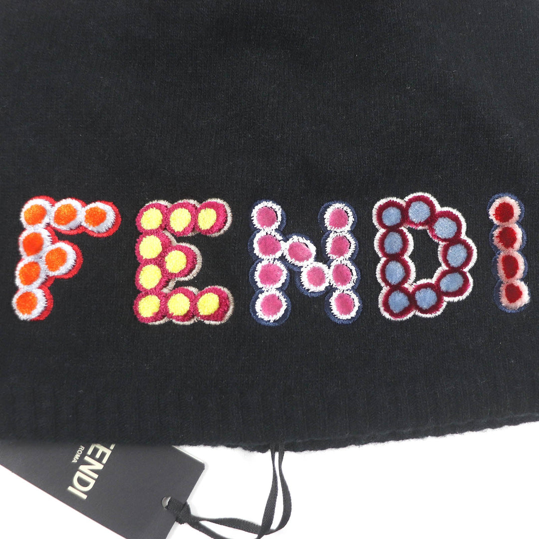 FENDI Knit cap FXQ635 A1CE Main: 70% wool, Main: 30% cashmere black mens Used Authentic