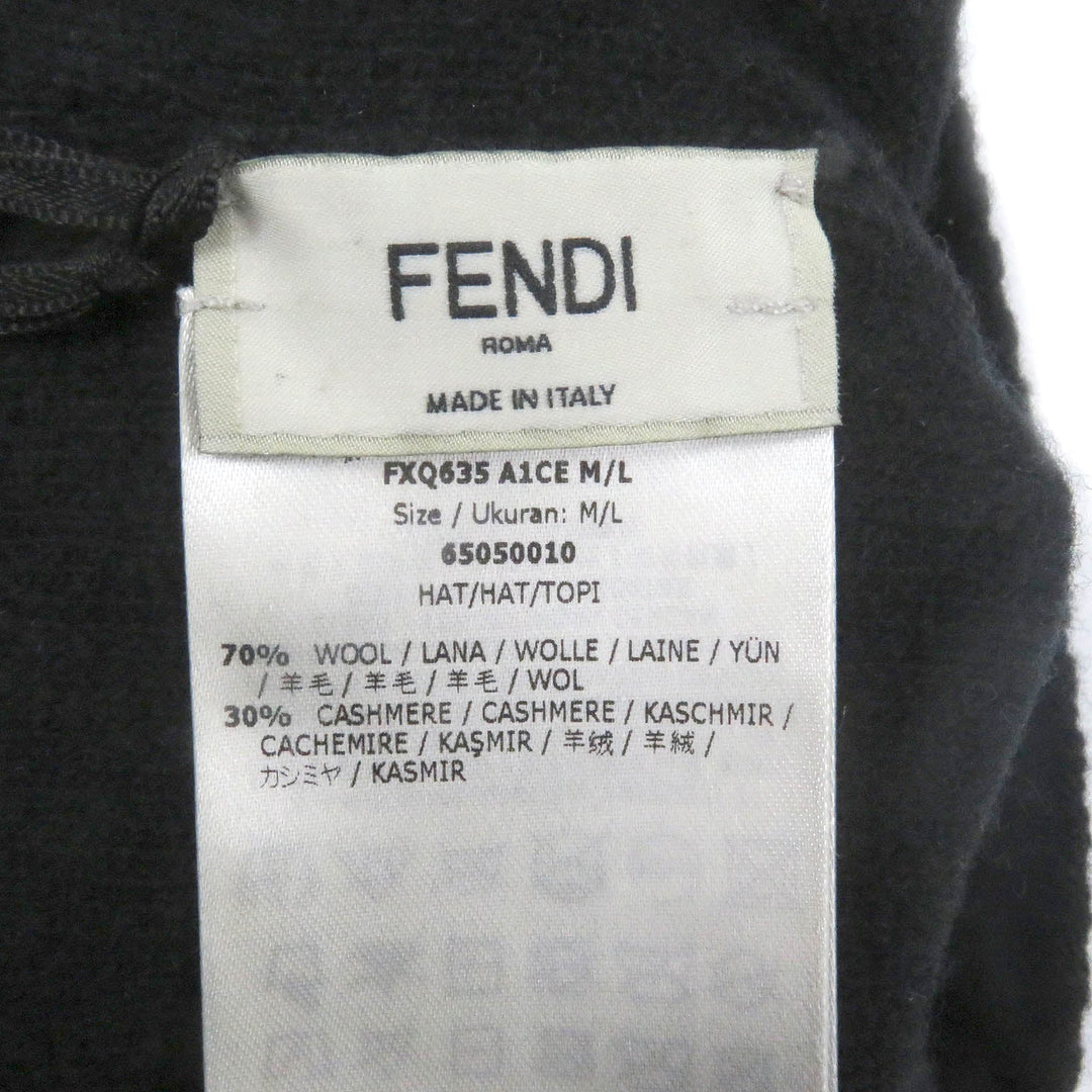 FENDI Knit cap FXQ635 A1CE Main: 70% wool, Main: 30% cashmere black mens Used Authentic
