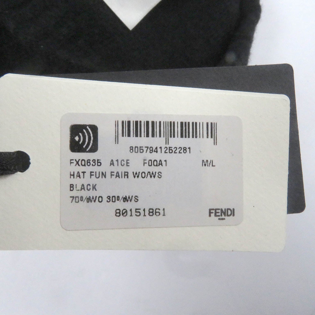 FENDI Knit cap FXQ635 A1CE Main: 70% wool, Main: 30% cashmere black mens Used Authentic