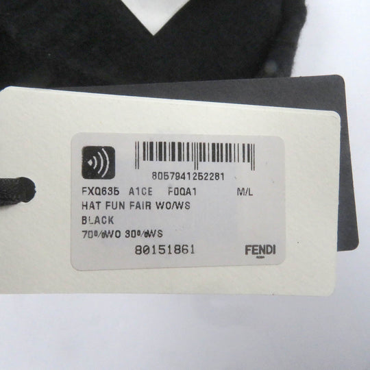 FENDI Knit cap FXQ635 A1CE Main: 70% wool, Main: 30% cashmere black mens Used Authentic