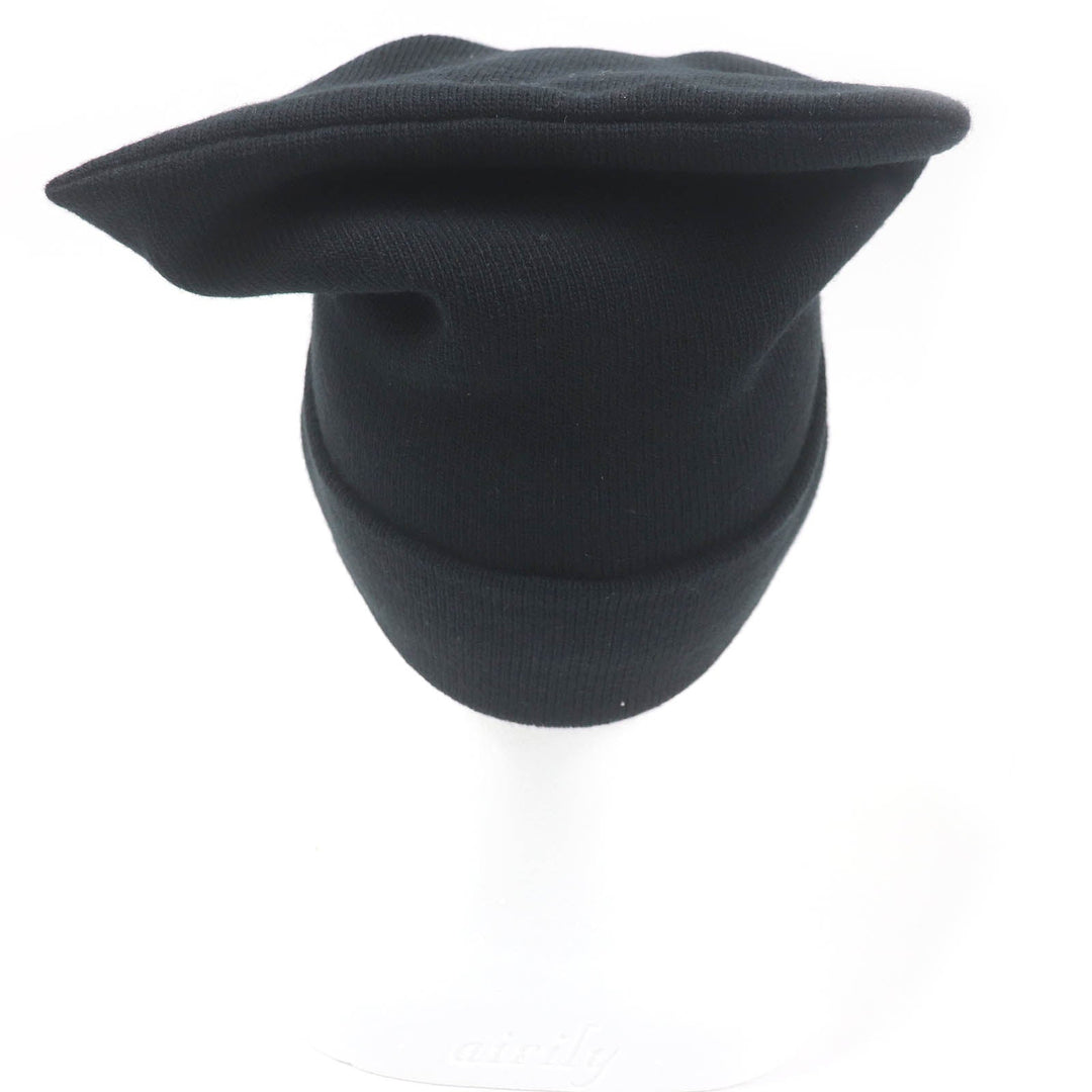 LOUIS VUITTON Knit cap M93312 Main: 100% wool, Leather part: Cowhide black mens S Used Authentic
