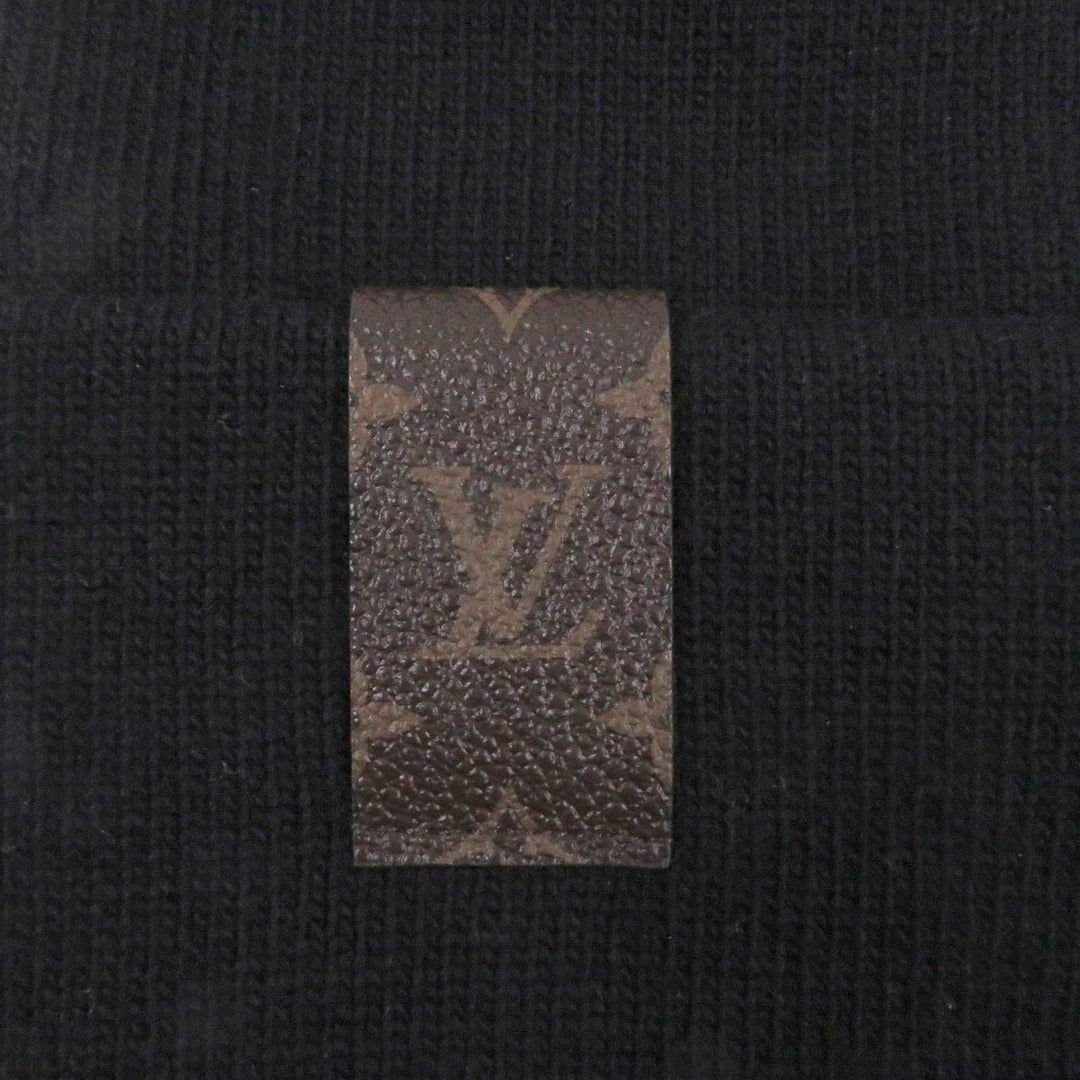 LOUIS VUITTON Knit cap M93312 Main: 100% wool, Leather part: Cowhide black mens S Used Authentic