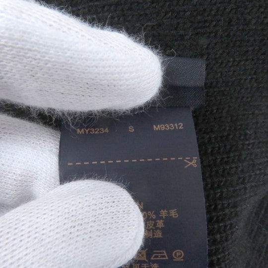 LOUIS VUITTON Knit cap M93312 Main: 100% wool, Leather part: Cowhide black mens S Used Authentic