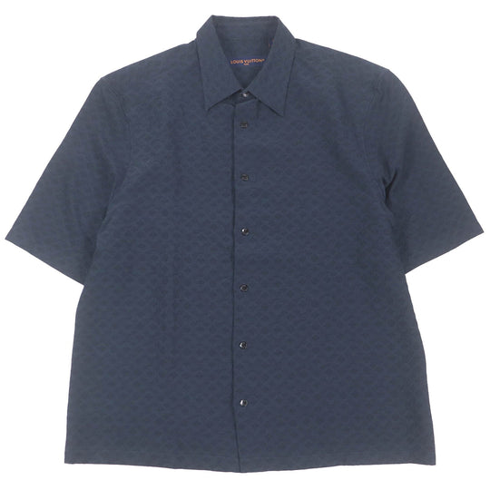 LOUIS VUITTON Short sleeve shirt 1AFRNJ Main: 60% silk, Main: 40% cotton Navy mens L Used Authentic