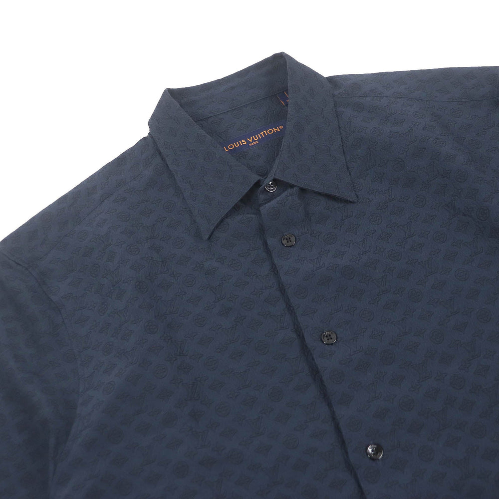 LOUIS VUITTON Short sleeve shirt 1AFRNJ Main: 60% silk, Main: 40% cotton Navy mens L Used Authentic