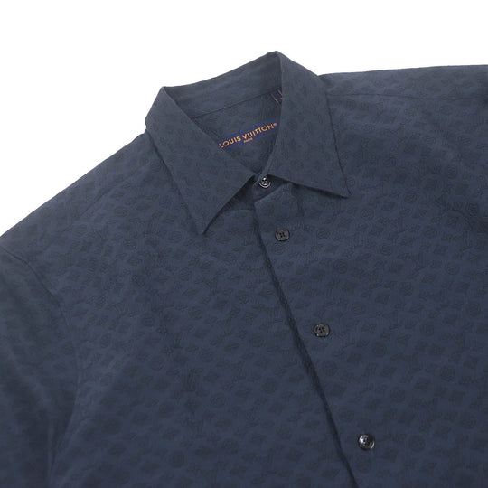 LOUIS VUITTON Short sleeve shirt 1AFRNJ Main: 60% silk, Main: 40% cotton Navy mens L Used Authentic